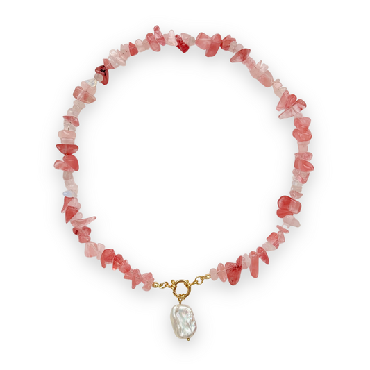 Rose & Cherry Quartz Pearl necklace